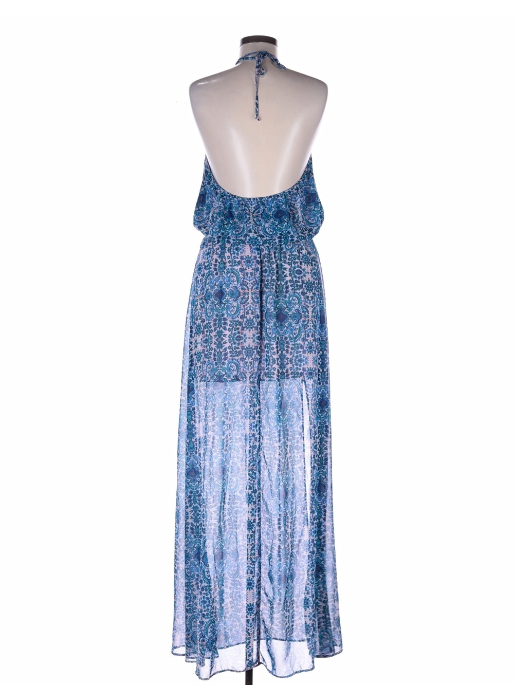 Show Me Your MuMu Halter Maxi Dress - Blue Paisley - Size L - NWOT - Picture 2 of 5